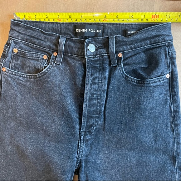 Denim Forum The Yoko High Rise Slim Black Button Fly Jeans - Picture 13 of 14